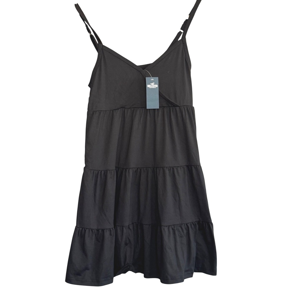 Hollister Tiered Mini Dress Women XS NWT Surplice V-Neck Adjustable Strap Black